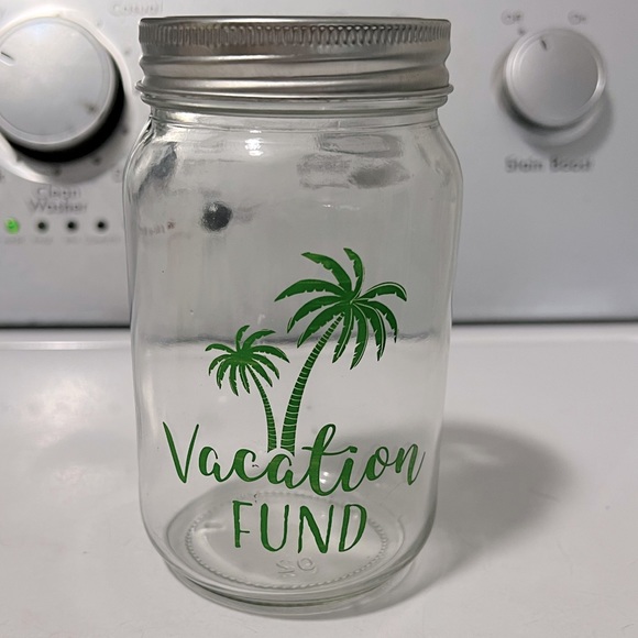 Vacation Fund glass jar with lid - Picture 1 of 4